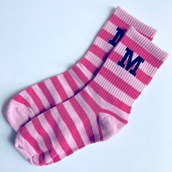 🍒 5/$25 🍒 Preppy Striped Crew Socks with M - Picture 1 of 2